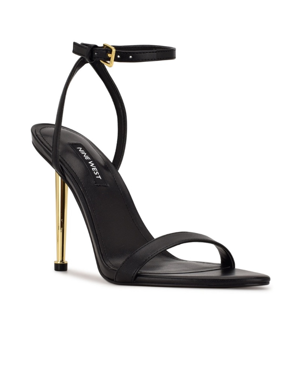 Nine West Black Reina Gold Stiletto Dress Formal Cocktail HeelsSandals Size 8